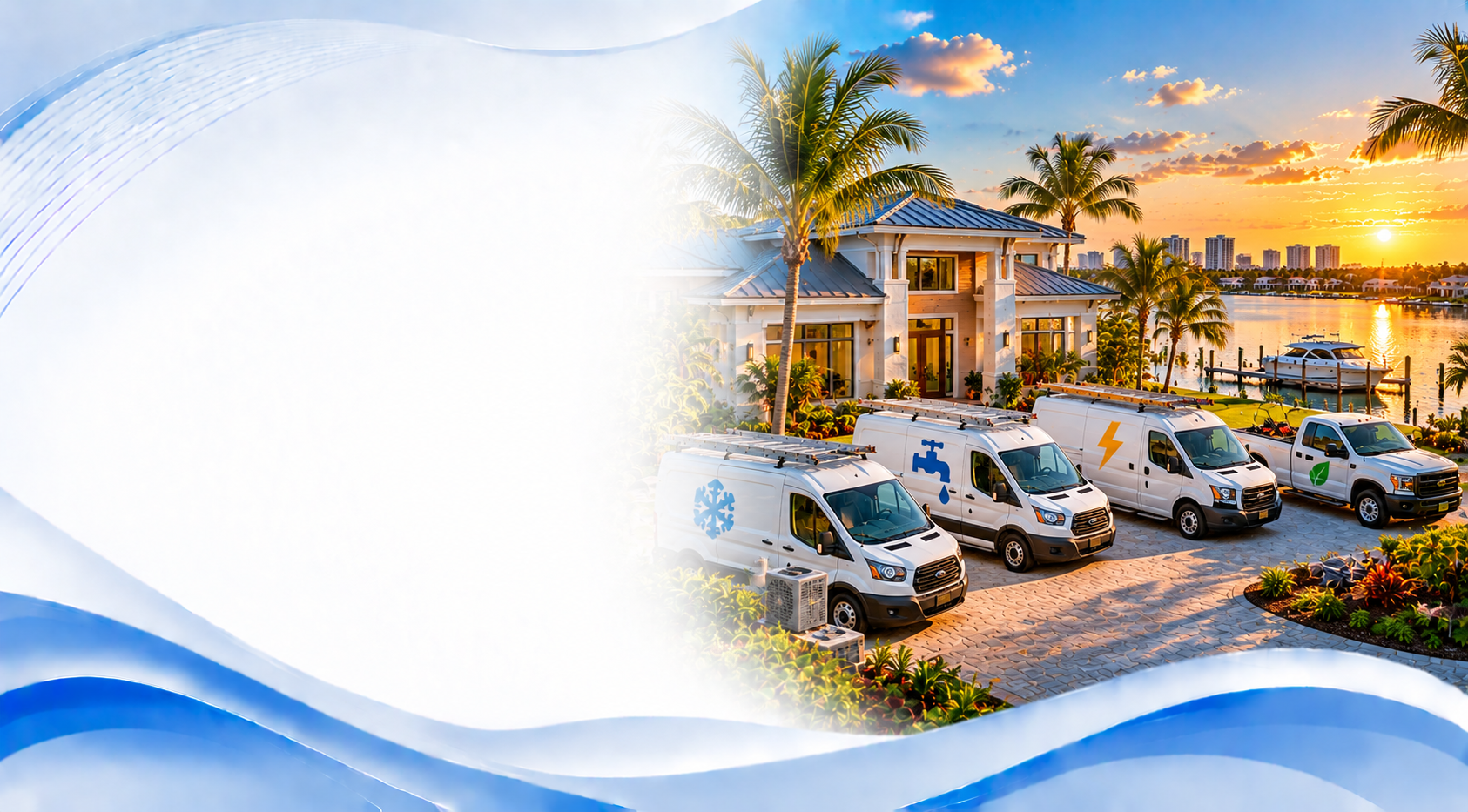 Fleet of service vans and landscape truck