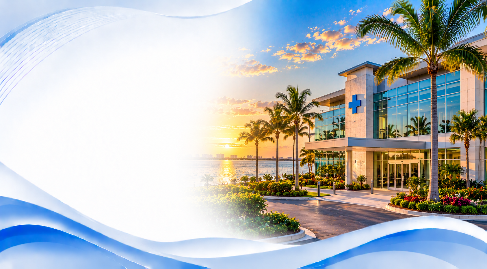 Medical office building with blue cross